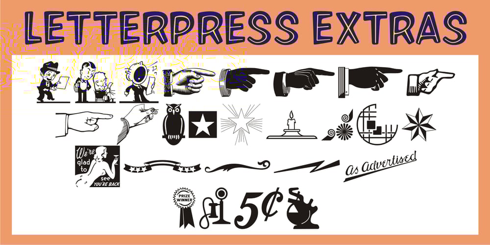 Letterpress Extras JNL font