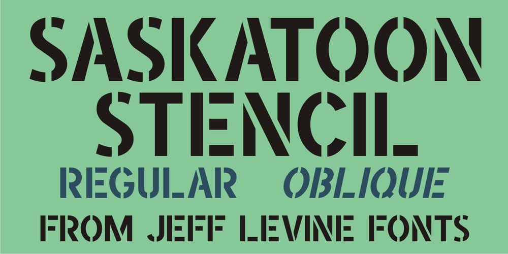Saskatoon Stencil JNL font