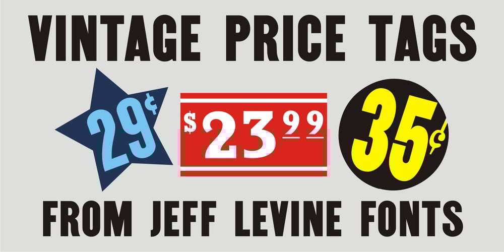 Vintage Price Tags JNL font