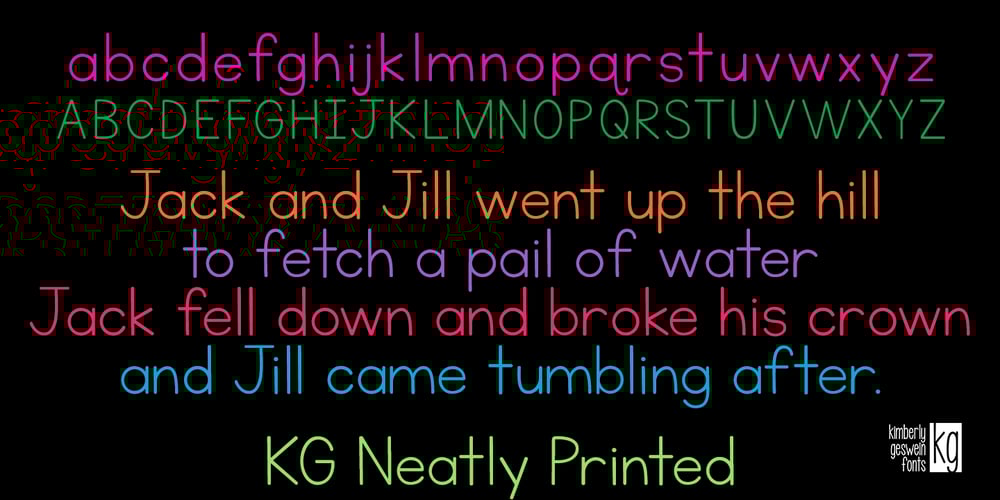KG Neatly Printed font