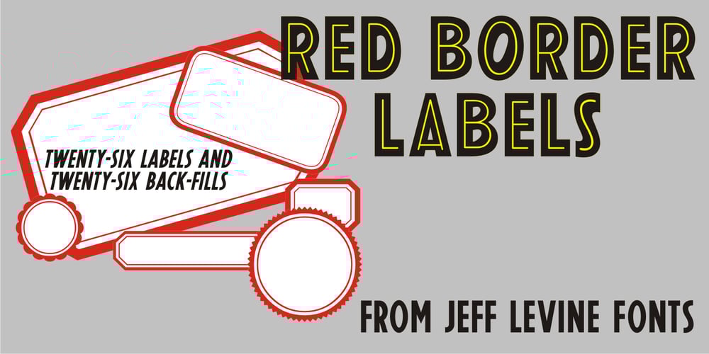 Red Border Labels JNL font