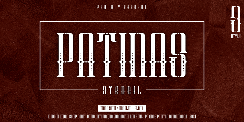 Patinas Stencil font