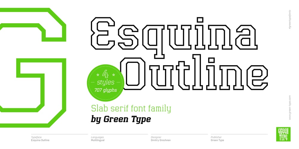 Esquina Outline font