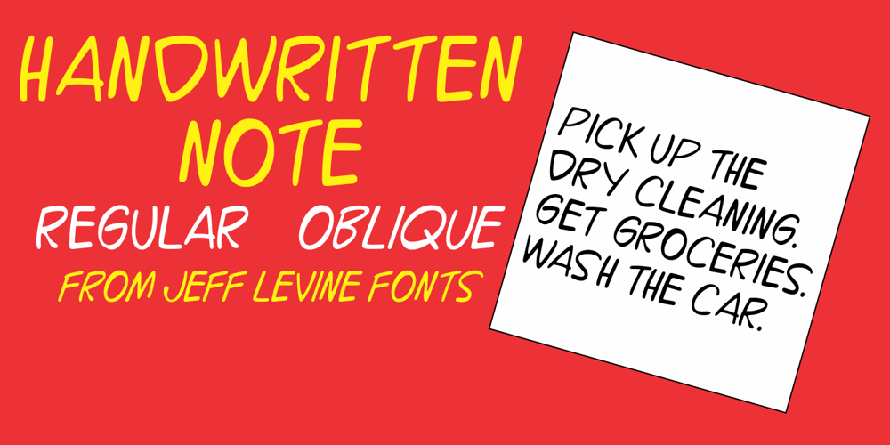 Handwritten Note JNL font