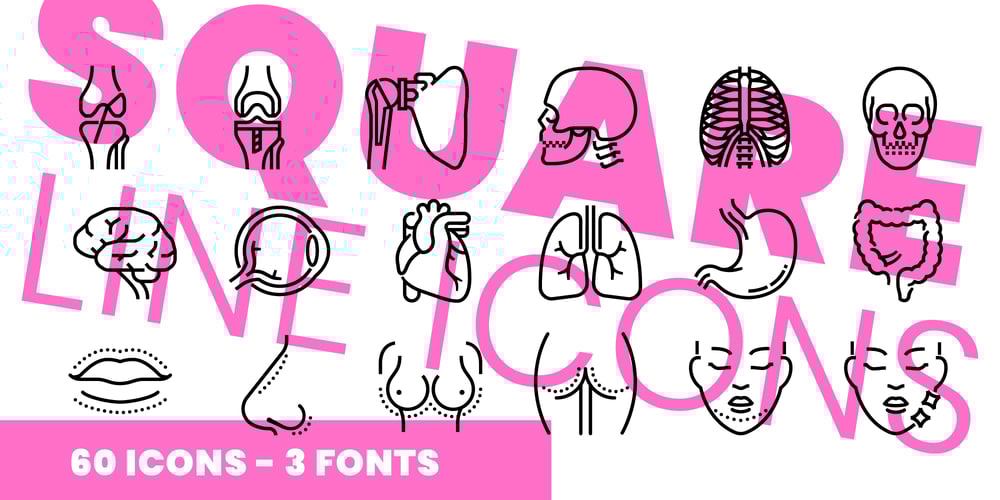 Square Line Icons Medical 2 font