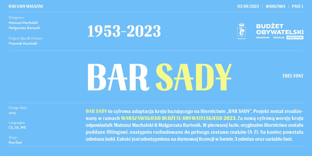 BAR SADY font