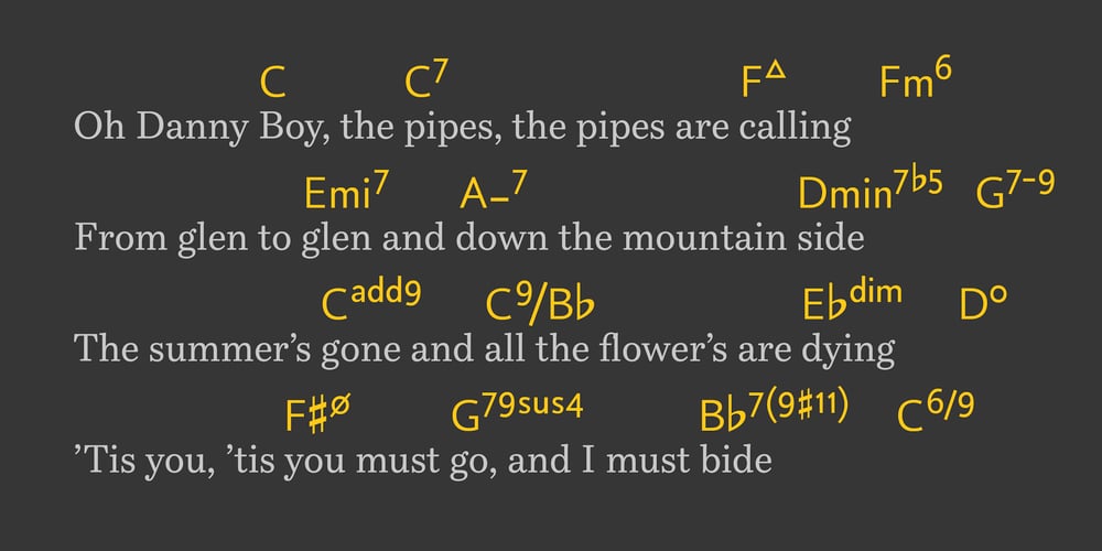 Chord Symbols Light font