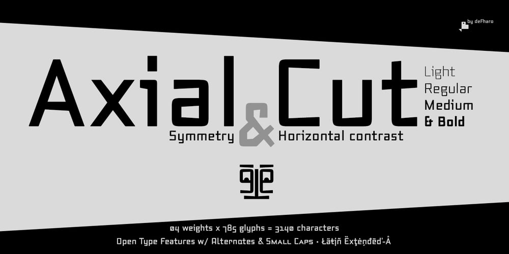 Axial cut font