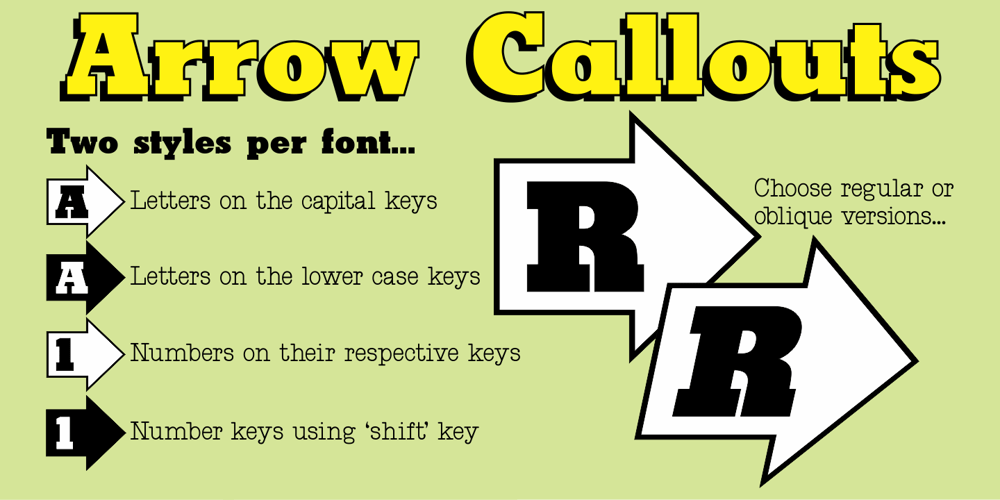 Arrow Callouts JNL font
