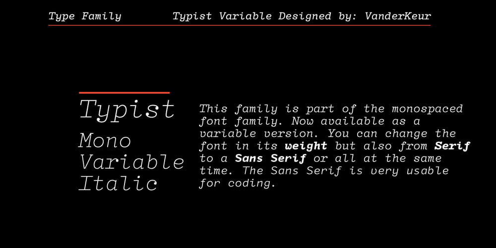 Typist Variable Mono Italic font