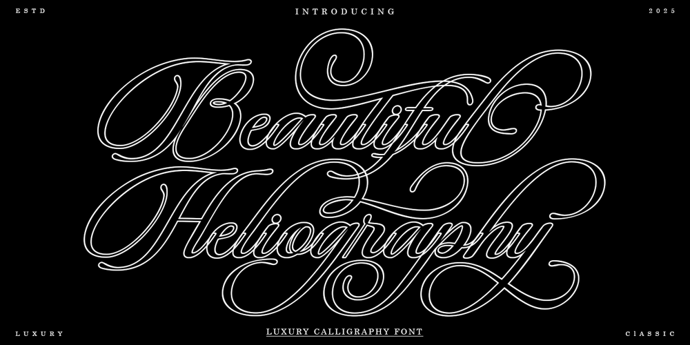 Beautiful Heliography Outline font