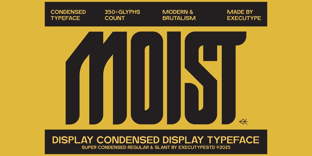 Moist Condensed Display Slant font