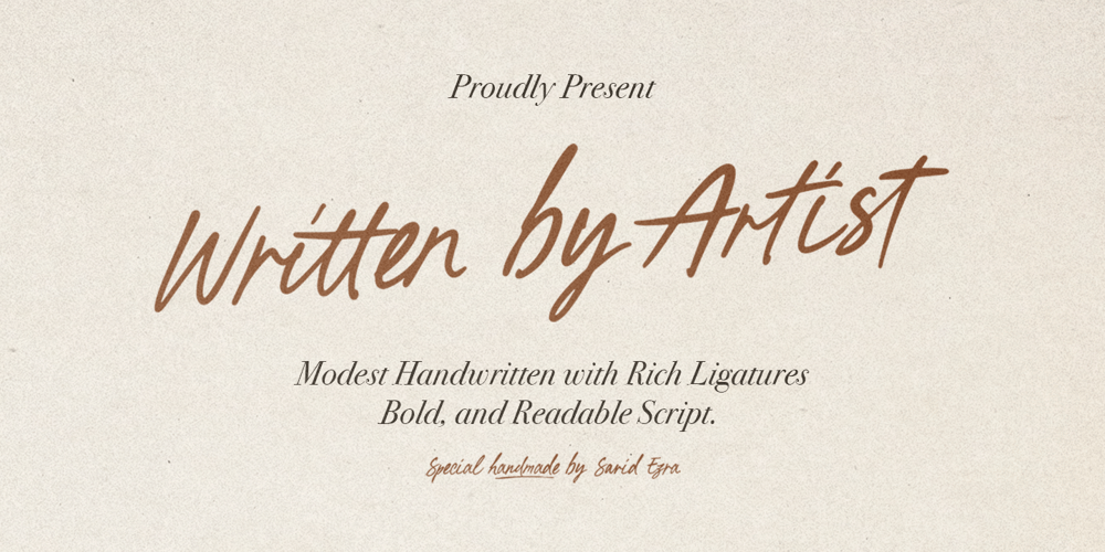 Written by Artist font