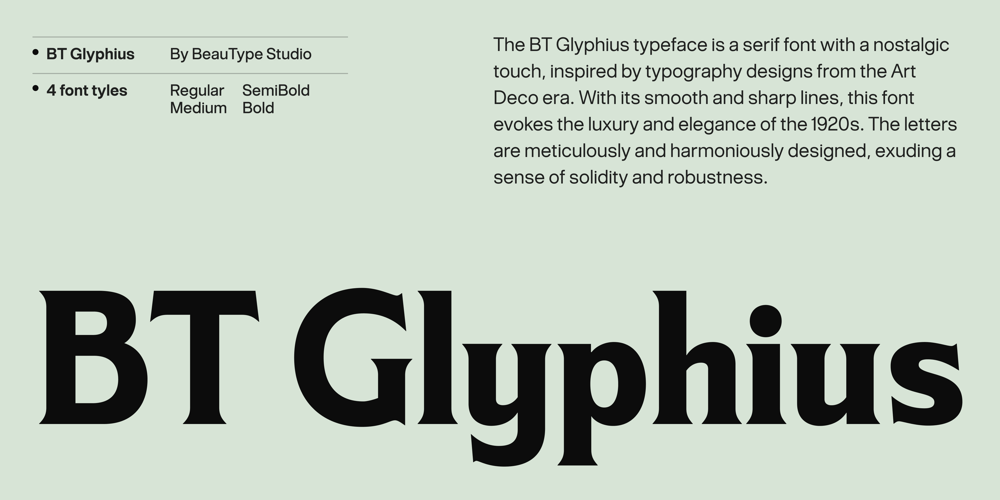 BT Glyphius font