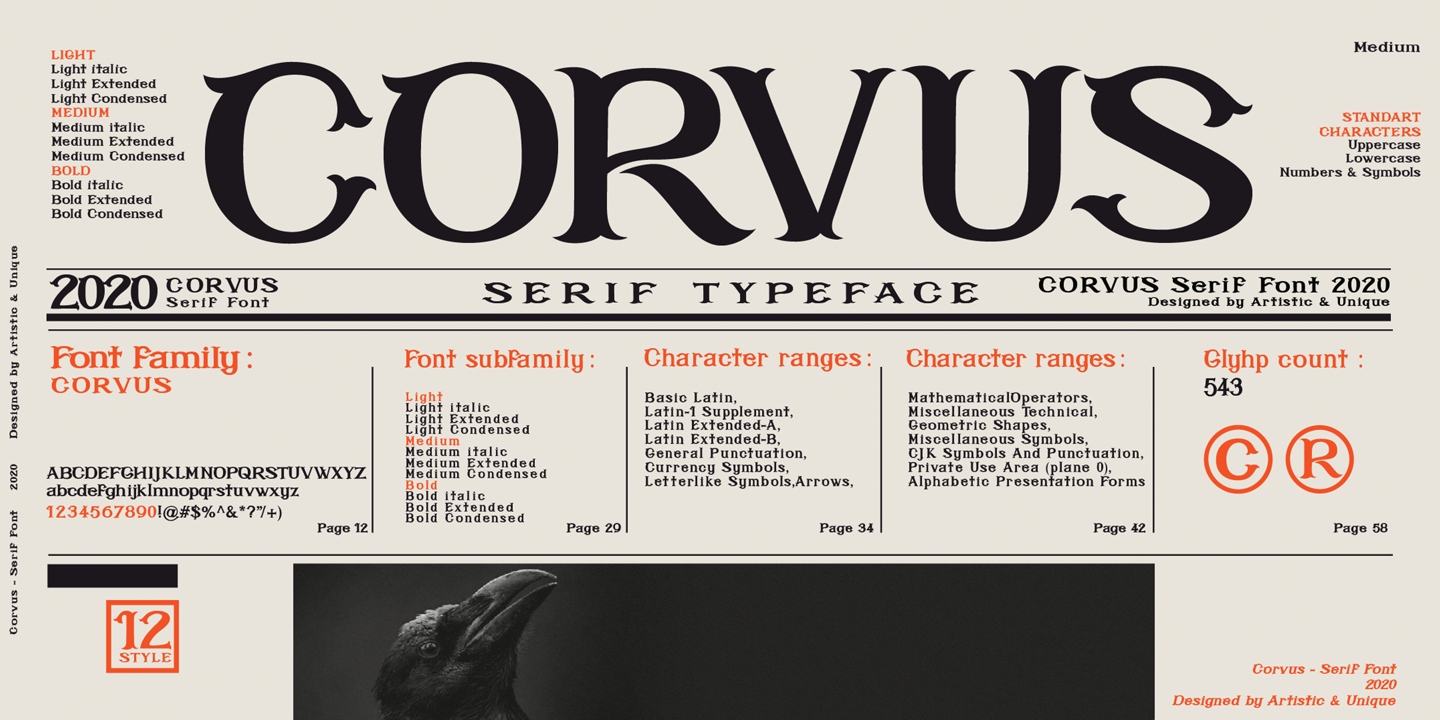 Image of Corvus Light Font