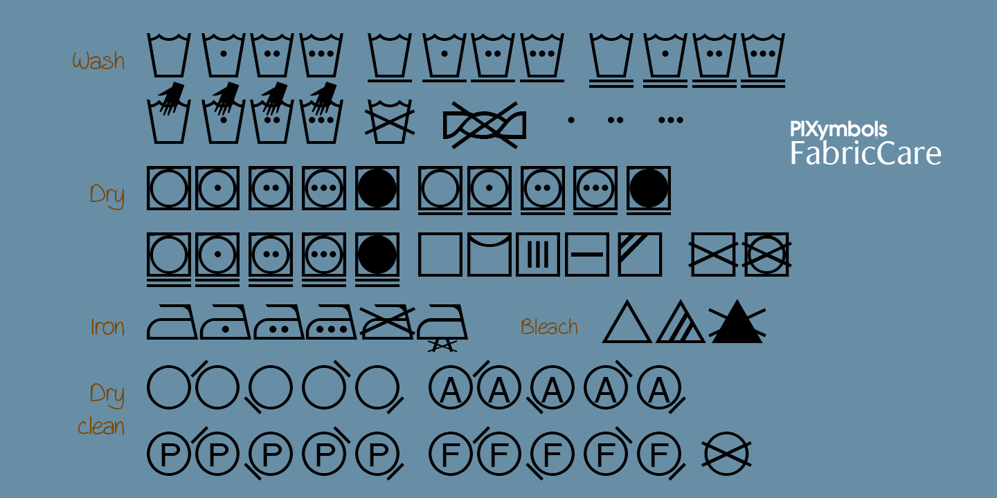 PIXymbolsFabricCare