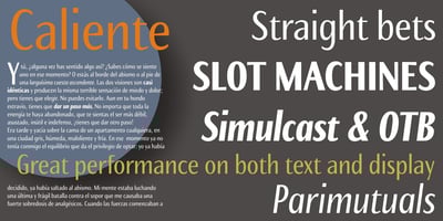 Font visual image of Caliente