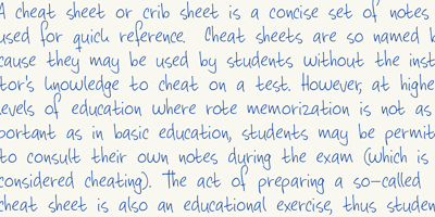Font visual image of Cheat Sheet