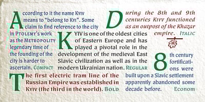 Font visual image of Kyiv