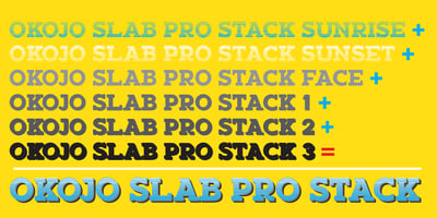 Font visual image of Okojo Slab Pro Stack