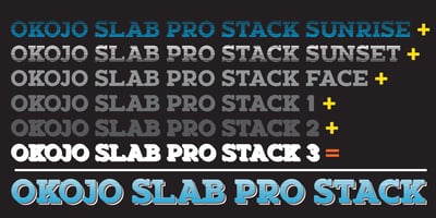 Font visual image of Okojo Slab Pro Stack