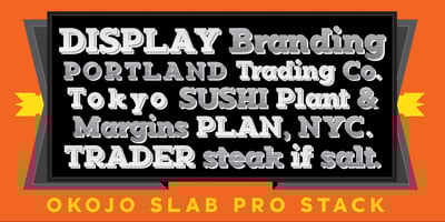 Font visual image of Okojo Slab Pro Stack