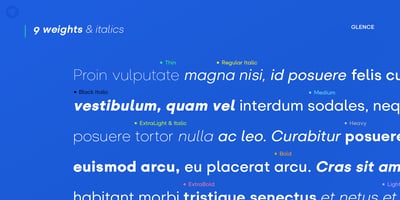 Font visual image of Glence