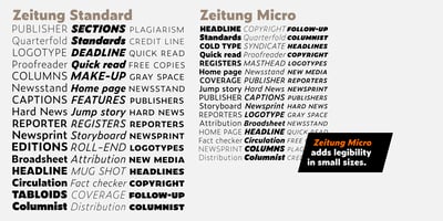 Font visual image of Zeitung Pro