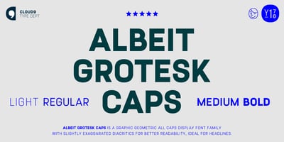 Font visual image of Albeit Grotesk Caps