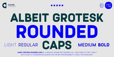 Font visual image of Albeit Grotesk Rounded Caps