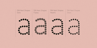 Font visual image of DIN&reg Next Shapes