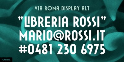 Font visual image of Via Roma Display
