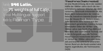 Font visual image of 946 Latin