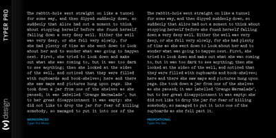Font visual image of Typer Pro&trade;