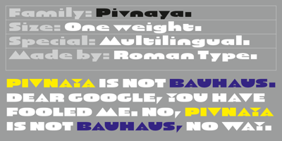 Font visual image of Pivnaya-Latin