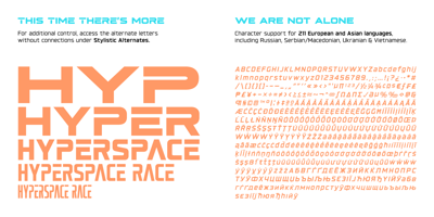 Font visual image of Hyperspace Race