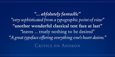 Font visual image of Andron 1 Latin Corpus&trade;