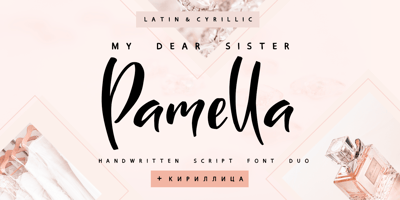 Font visual image of Sister Pamella Font Cyrillic Duo