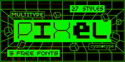 Font visual image of MultiType Pixel