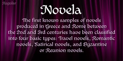 Font visual image of Novela