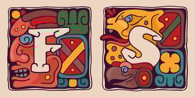 Font visual image of Aztec Initials
