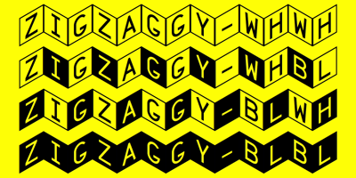 Font visual image of Zigzaggy