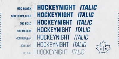 Font visual image of Hockeynight Sans