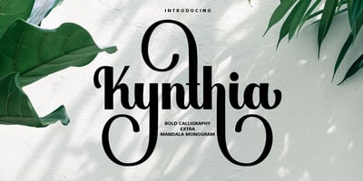 Font visual image of Kynthia Script