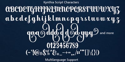 Font visual image of Kynthia Script