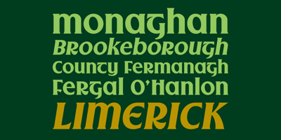 Font visual image of TF Gaelic
