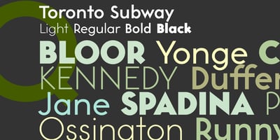 Font visual image of Toronto Subway&trade;