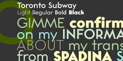 Font visual image of Toronto Subway&trade;