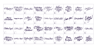 Font visual image of Congratulatory New Year And Christmas
