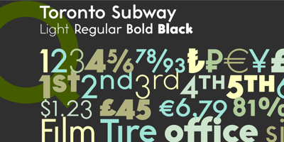 Font visual image of Toronto Subway&trade;